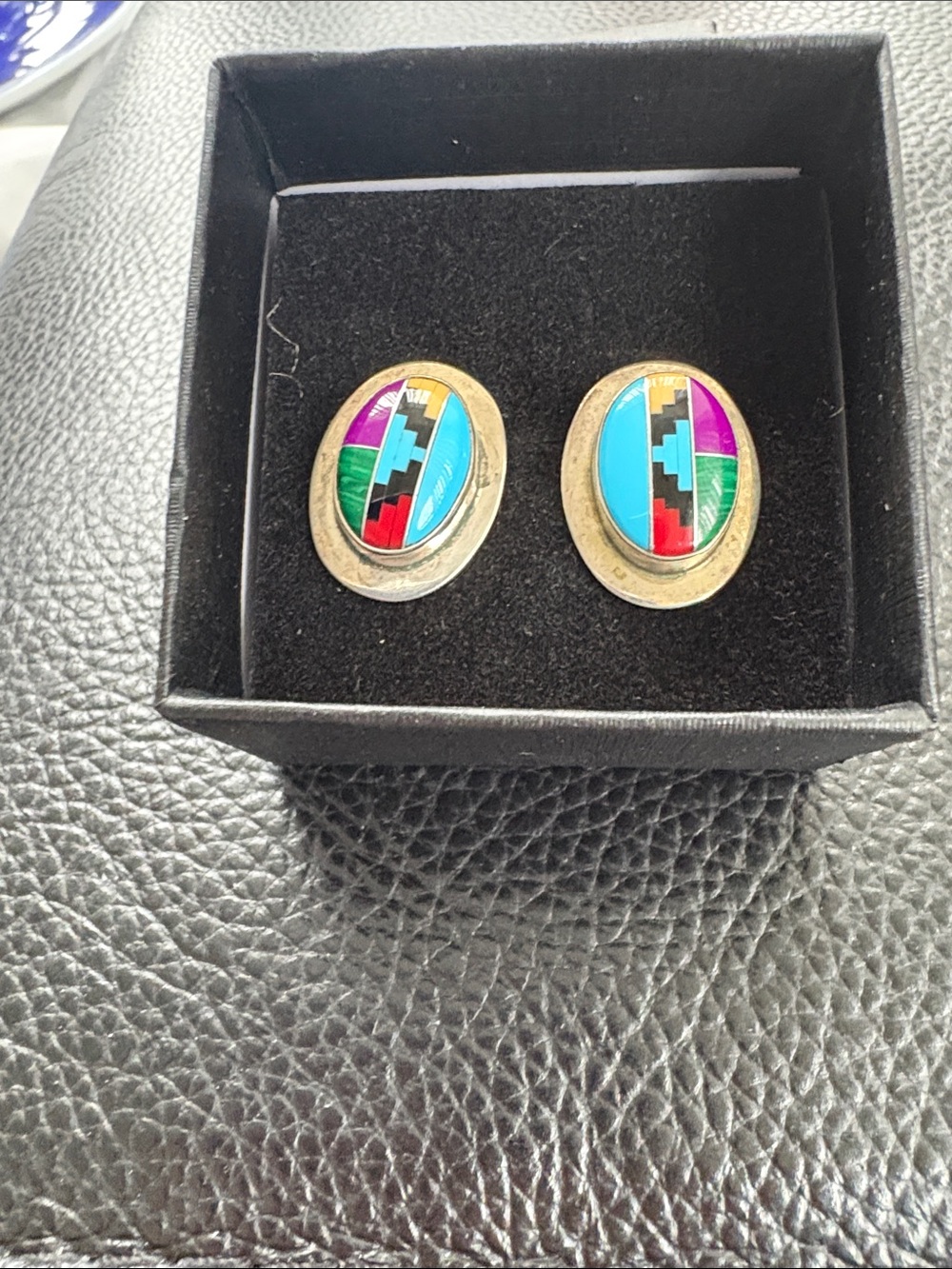 Vintage Zuni Sterling Silver VHC Native American Mid Century High End Earrings